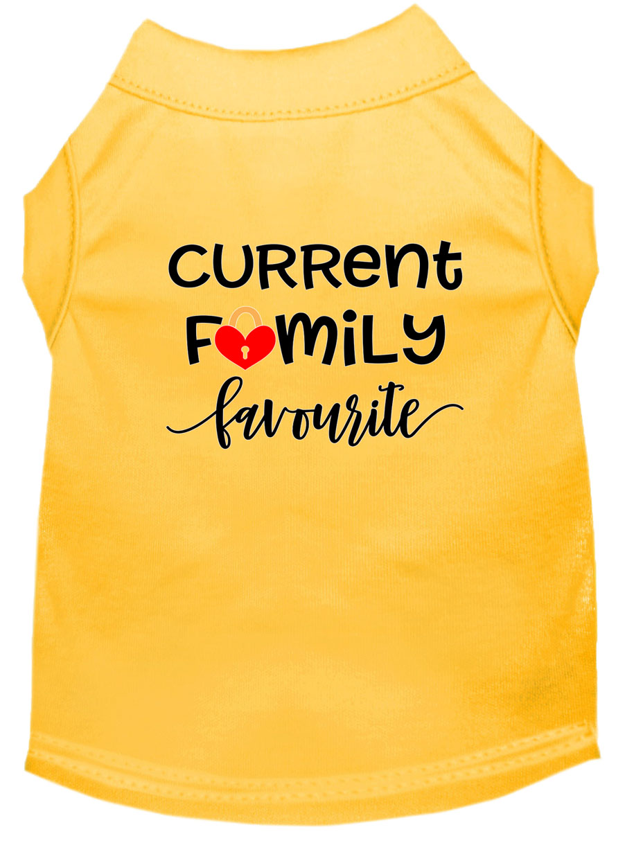 Family Favorite Screen Print Dog Shirt Yellow XXL